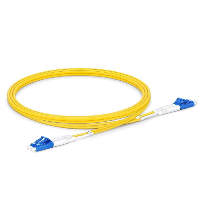 Single Mode Riser 2.0mm Yellow LC/UPC Fiber Optic Patch Cord LC UPC to LC UPC Duplex 2 Fibers Fiber Patch Cable