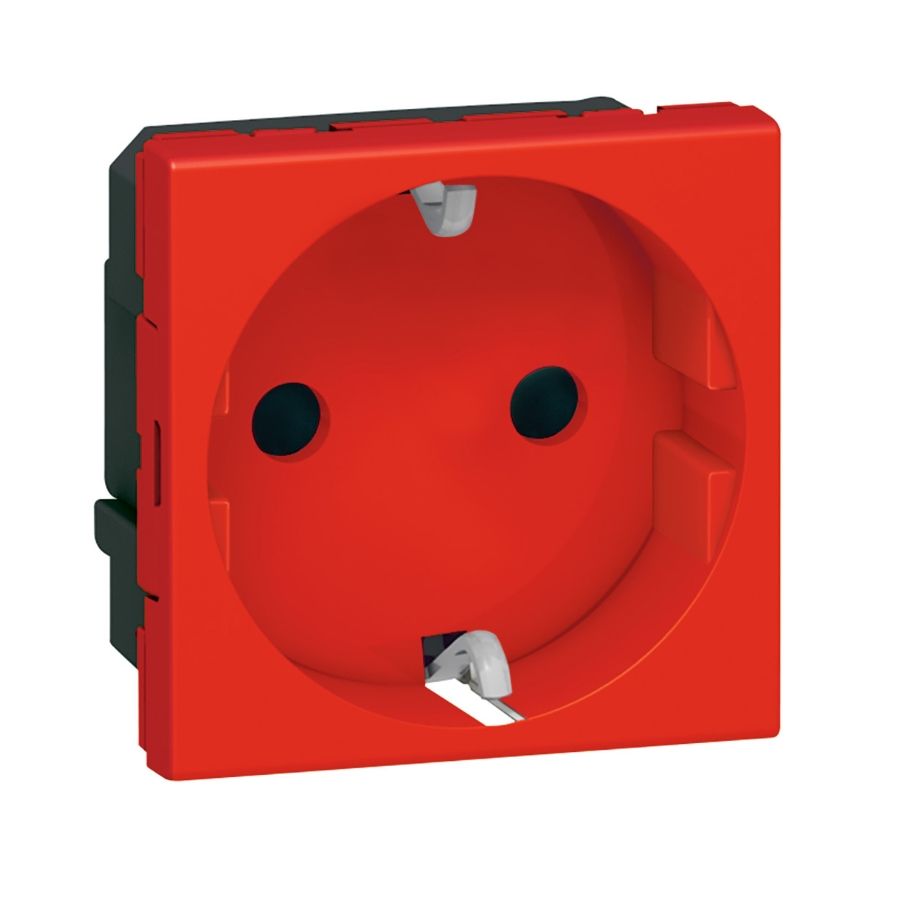 77218 Socket Outlet Mosaic - German Std - 2P+E Auto Term - 2 Mod - Red Antimicrobial