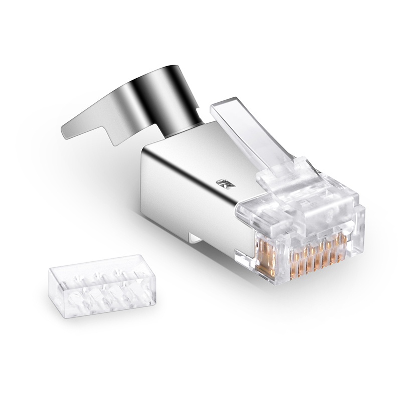 Cat6a/Cat7 RJ45 Standard Modular Plugs with Pigtail (Two-Pcs Suit), Shielded Network Connectors for 23AWG Twisted Pair Solid or Stranded Cable