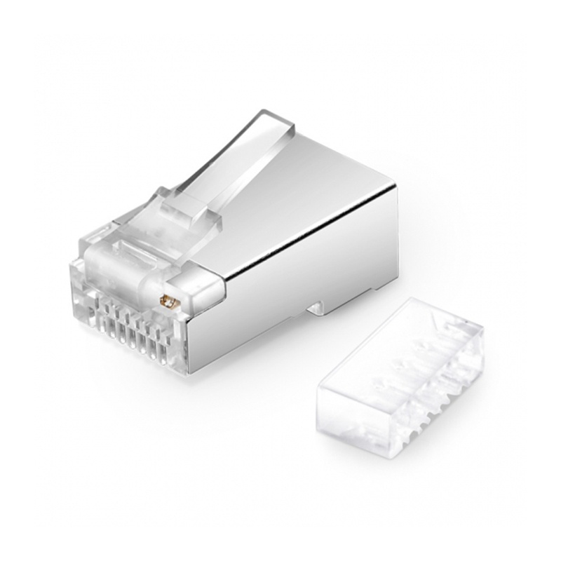 Cat6 RJ45 Standard Modular Plugs (Two-Piece Suit), Shielded Network Connectors for 26AWG Twisted Pair Solid or Stranded Cable