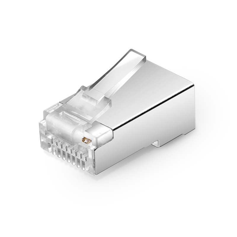 Cat5e RJ45 Standard Modular Plugs, Shielded Network Connectors for 24~26AWG Twisted Pair Solid or Stranded Cable