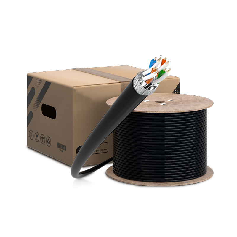 Cat7 S/FTP Ethernet Bulk Cable, 500M, PVC/LSZH, with Reel,Black, 23AWG Solid Pure Bare Copper Wire, 1000MHz, Shielded Lan Cable
