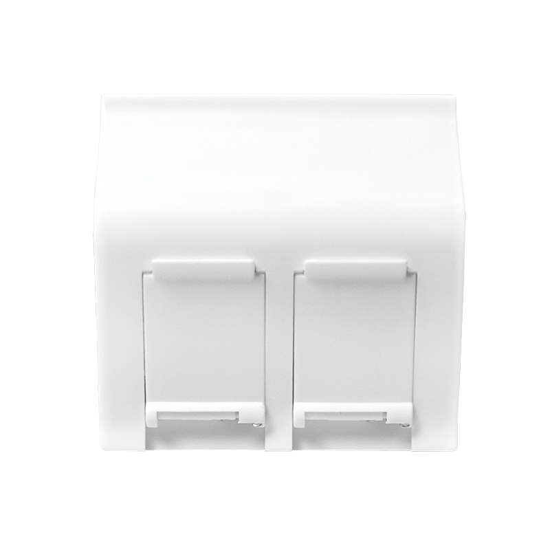 French faceplate 45° type, 45 x 45 mm, 2 port, white
