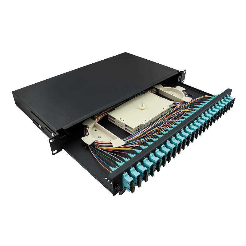 Full Loaded 24 x SC-Duplex Multimode OM3 Fiber Optic Distribution Frame (ODF) 19 inch Sliding Panel