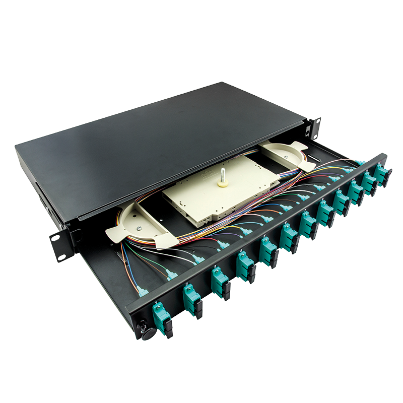 Full Loaded 12 x SC-Duplex Multimode OM3 Fiber Optic Distribution Frame (ODF) 19 inch Sliding Panel
