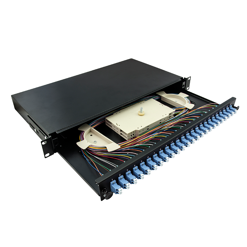 Full Loaded 24 x LC-Duplex Singlemode OS2 Fiber Optic Distribution Frame (ODF) 19 inch Sliding Panel 
