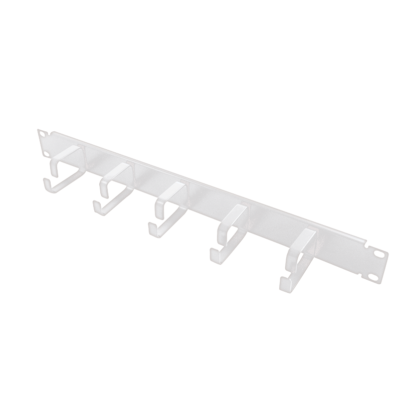 19inch Cable Management Bar 1U with 5 Fixed Metal Ring, Light Grey