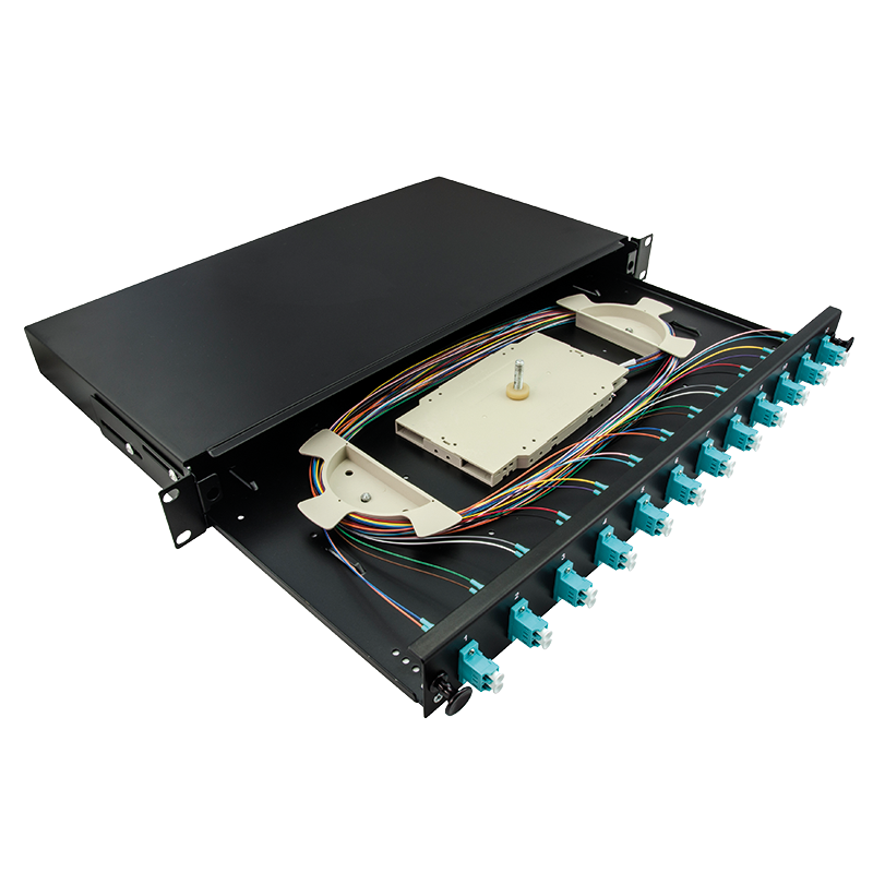 Full Loaded 12 x LC-Duplex Multimode OM3 Fiber Optic Distribution Frame (ODF) 19 inch Sliding Panel