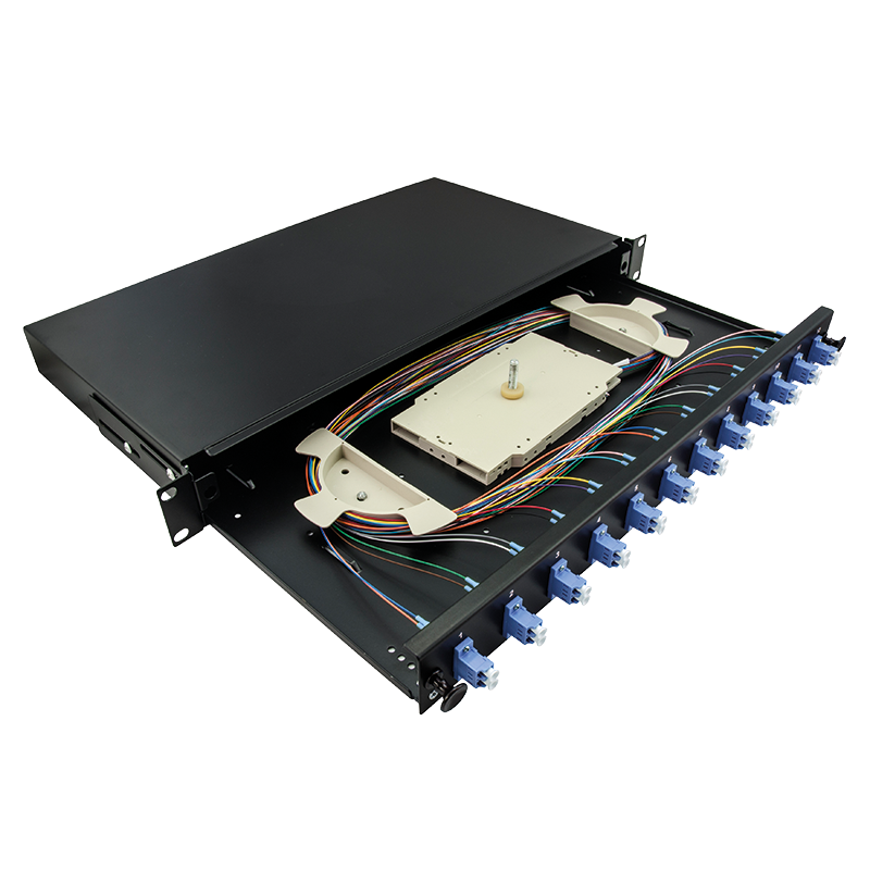 Full Loaded 12 x LC-Duplex Singlemode OS2 Fiber Optic Distribution Frame (ODF) 19 inch Sliding Panel