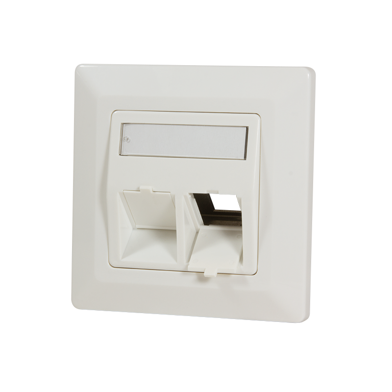 Modular Face Plate/Wall Outlet For 2 Keystone Jack, 45 degrees angled outlet