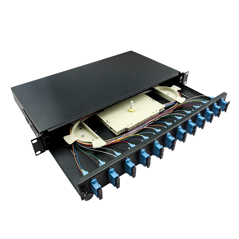Full Loaded 12 x SC-Duplex Singlemode OS2 Fiber Optic Distribution Frame (ODF) 19 inch Sliding Panel