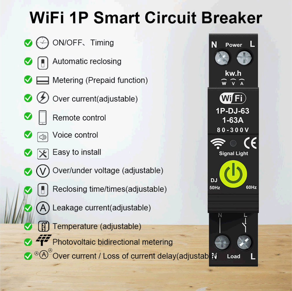 Graffiti WiFi Circuit Breaker RMDZT-1PNL 63A (DJ)11