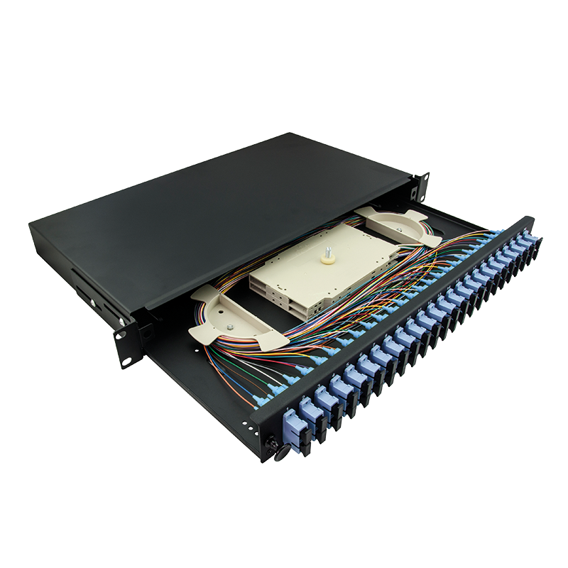 Full Loaded 24 x SC-Duplex Singlemode OS2 Fiber Optic Distribution Frame (ODF) 19 inch Sliding Panel