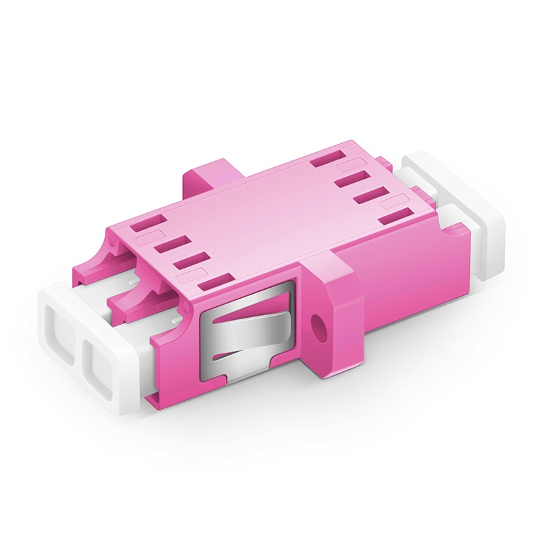 LC/UPC to LC/UPC Duplex OM4 Multimode SC Footprint Plastic Fiber Optic Adapter/Coupler with Flange, Violet
