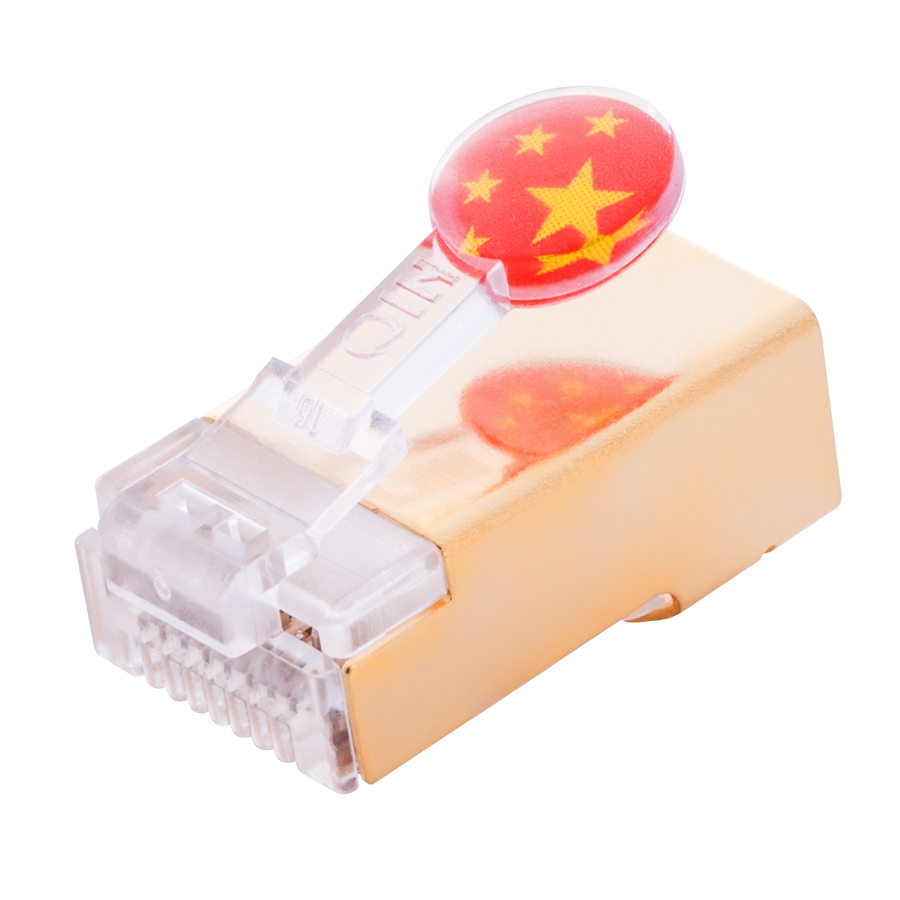 QIN Patent Protected RJ45 Tool-Free Modular Plug for 8.0MM CAT7 23AWG Twisted Pair Solid or Stranded Cable Shielded Toolless RJ45 Cable Connector Gold-plated Copper Shell