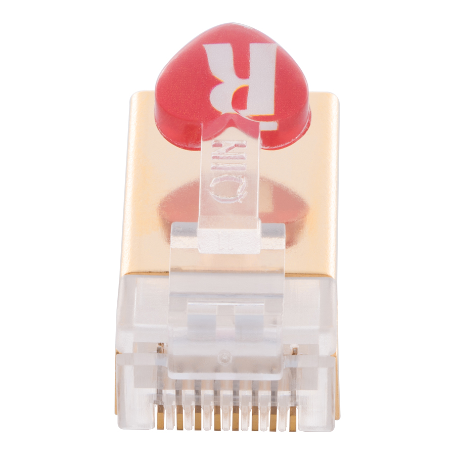 QIN Patent Protected RJ45 Tool-Free Modular Plug for 7.0mm Cat6a 23AWG Twisted Pair Solid or Stranded Cable Shielded Toolless RJ45 Cable Connector Gold-plated Copper Shell