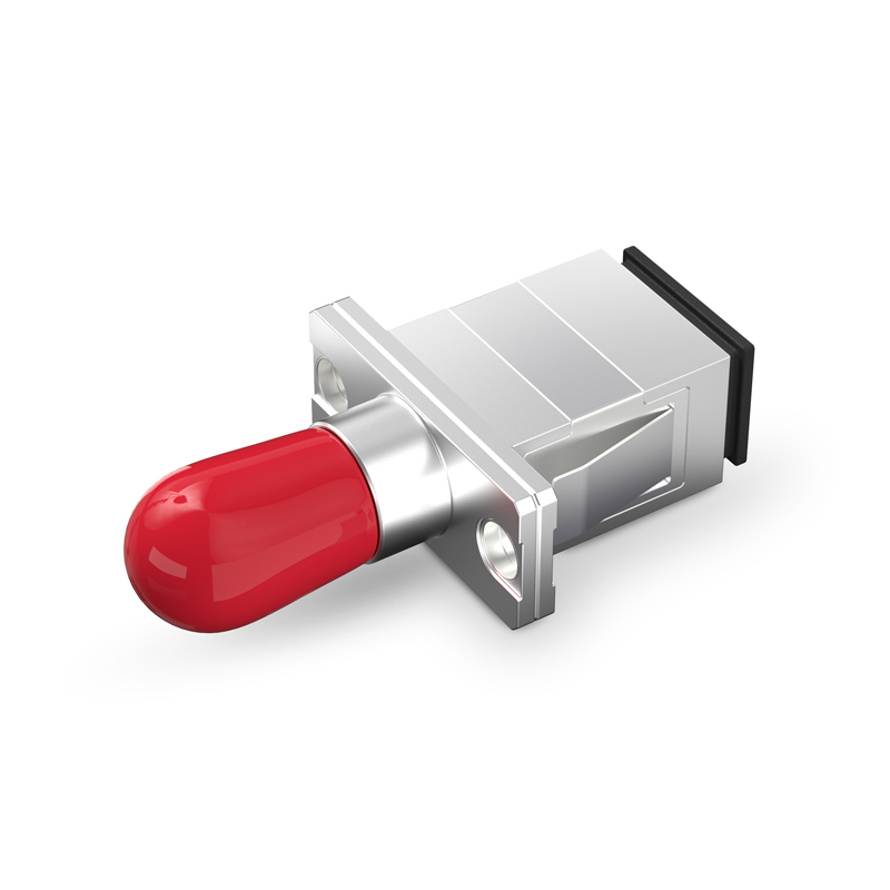 ST/UPC Female to SC/UPC Female Hybrid Simplex Single Mode/Multimode Metal Fiber Optic Adapter/Coupler with Flange