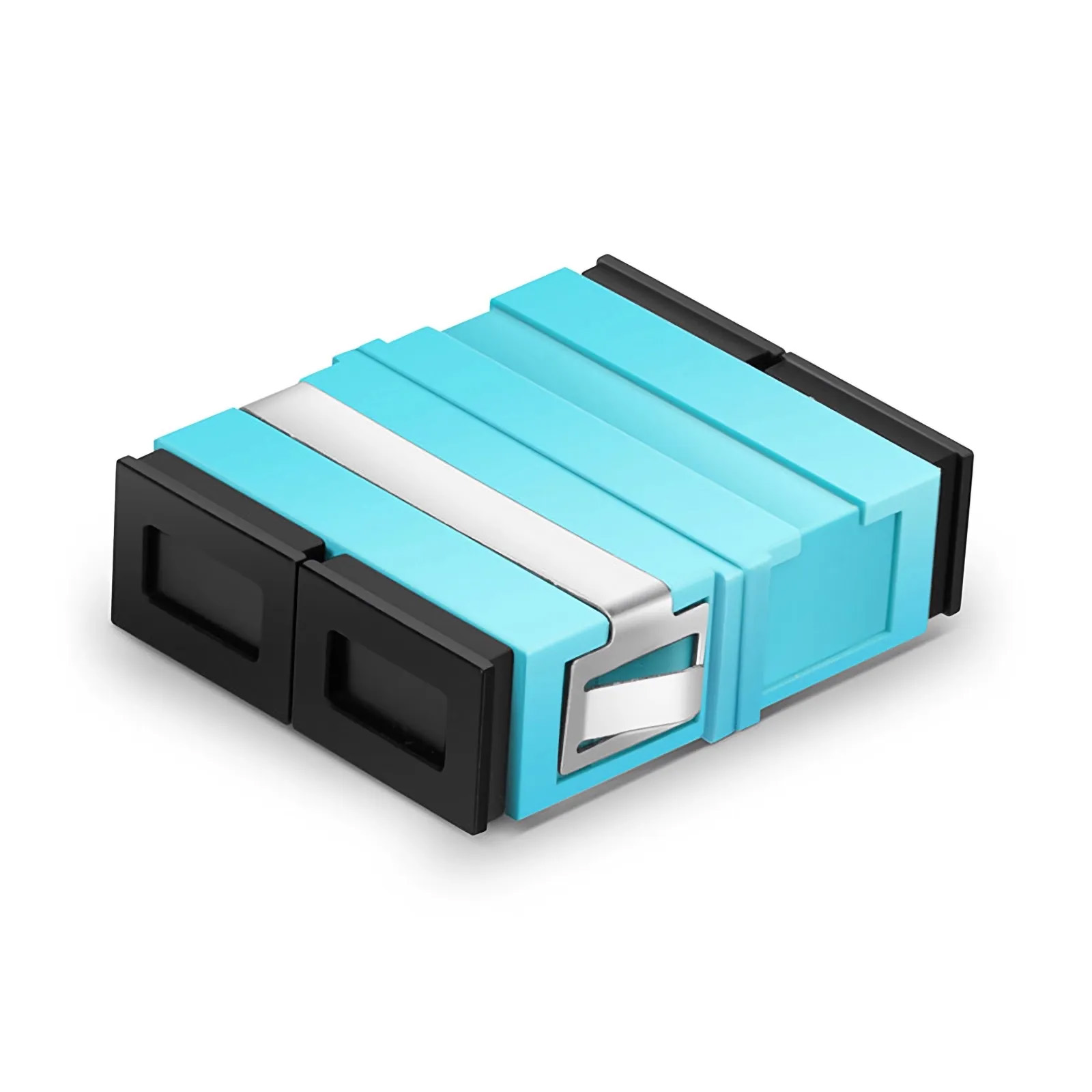 SC/UPC to SC/UPC Duplex OM3 Multimode Plastic Fiber Optic Adapter/Coupler without Flange, Aqua