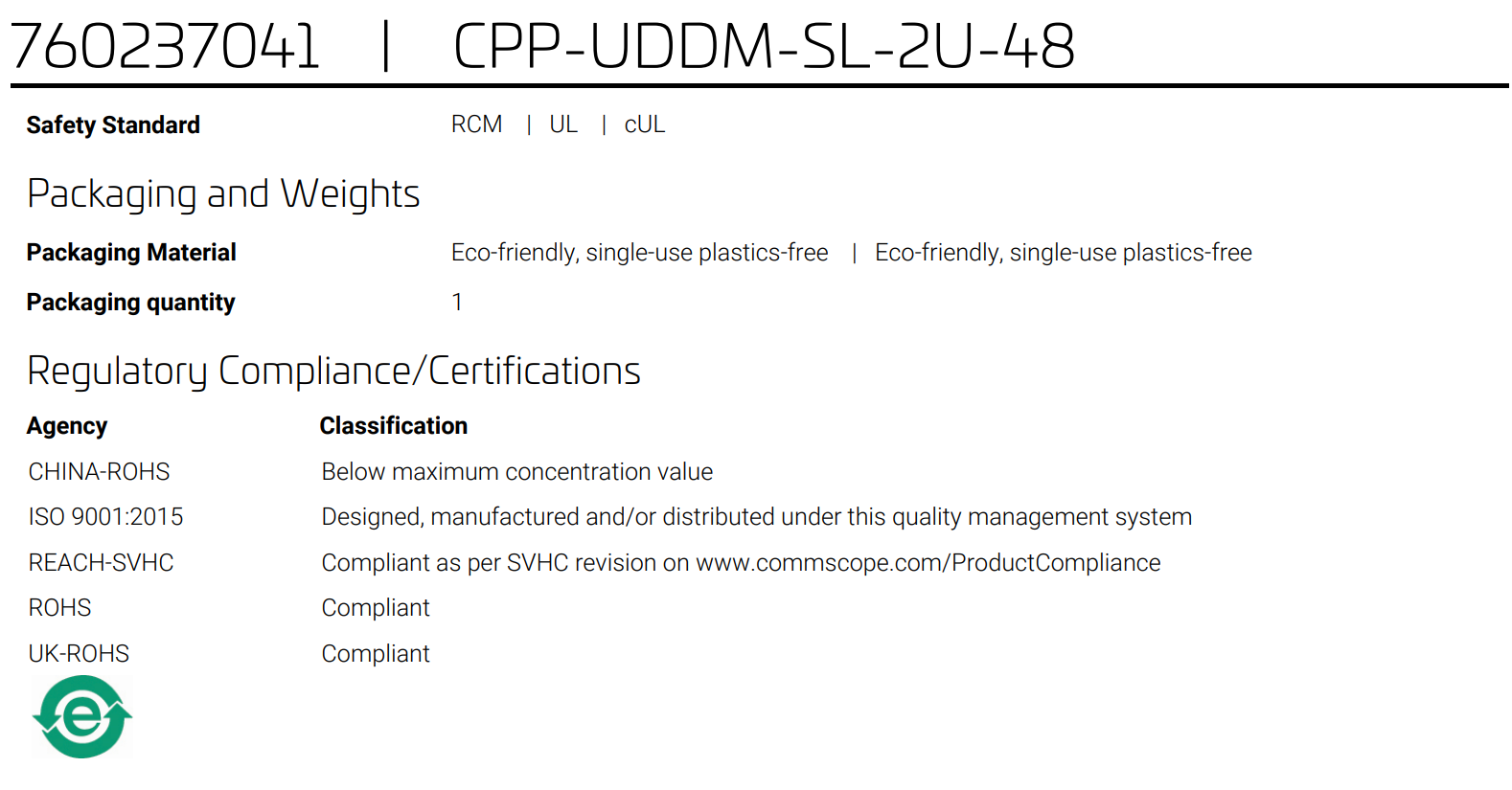 760237041 | CPP-UDDM-SL-2U-48 Unshielded Discrete Distribution Module Panel, SL, 2U, 48 port, Black 760237041 | CPP-UDDM-SL-2U-48 Unshielded Discrete Distribution Module Panel, SL, 2U, 48 port, Black