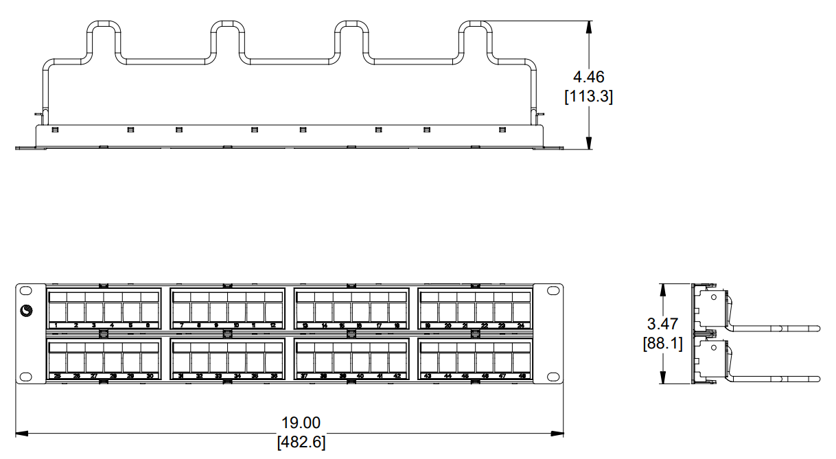 760237041 | CPP-UDDM-SL-2U-48 Unshielded Discrete Distribution Module Panel, SL, 2U, 48 port, Black 760237041 | CPP-UDDM-SL-2U-48 Unshielded Discrete Distribution Module Panel, SL, 2U, 48 port, Black