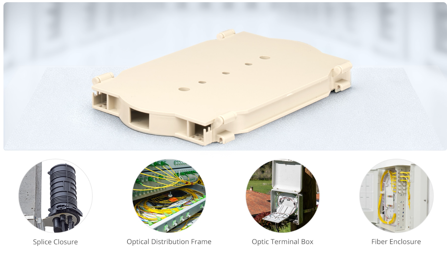 12~24 Fibers Fusion Splice Tray, Plastic ,17.5x163.1x100.6mm 12~24 Fibers Fusion Splice Tray, Plastic ,17.5x163.1x100.6mm
