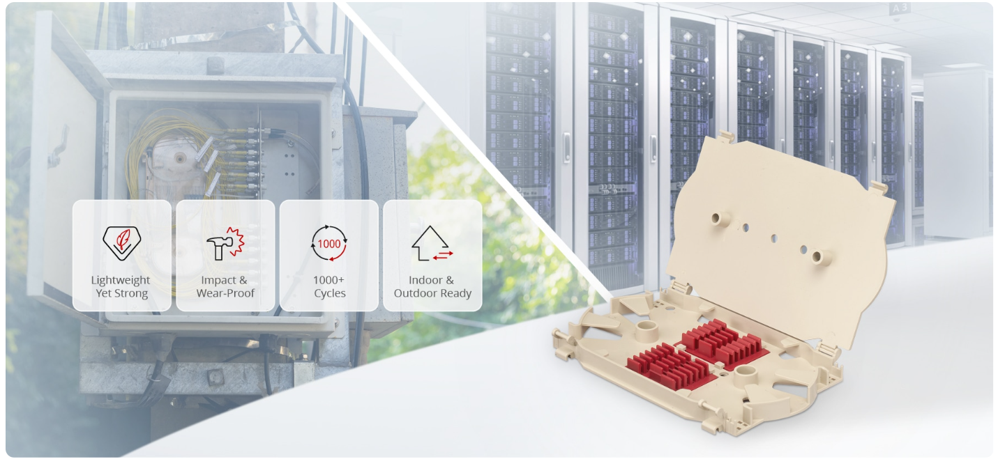 12~24 Fibers Fusion Splice Tray, Plastic ,17.5x163.1x100.6mm 12~24 Fibers Fusion Splice Tray, Plastic ,17.5x163.1x100.6mm