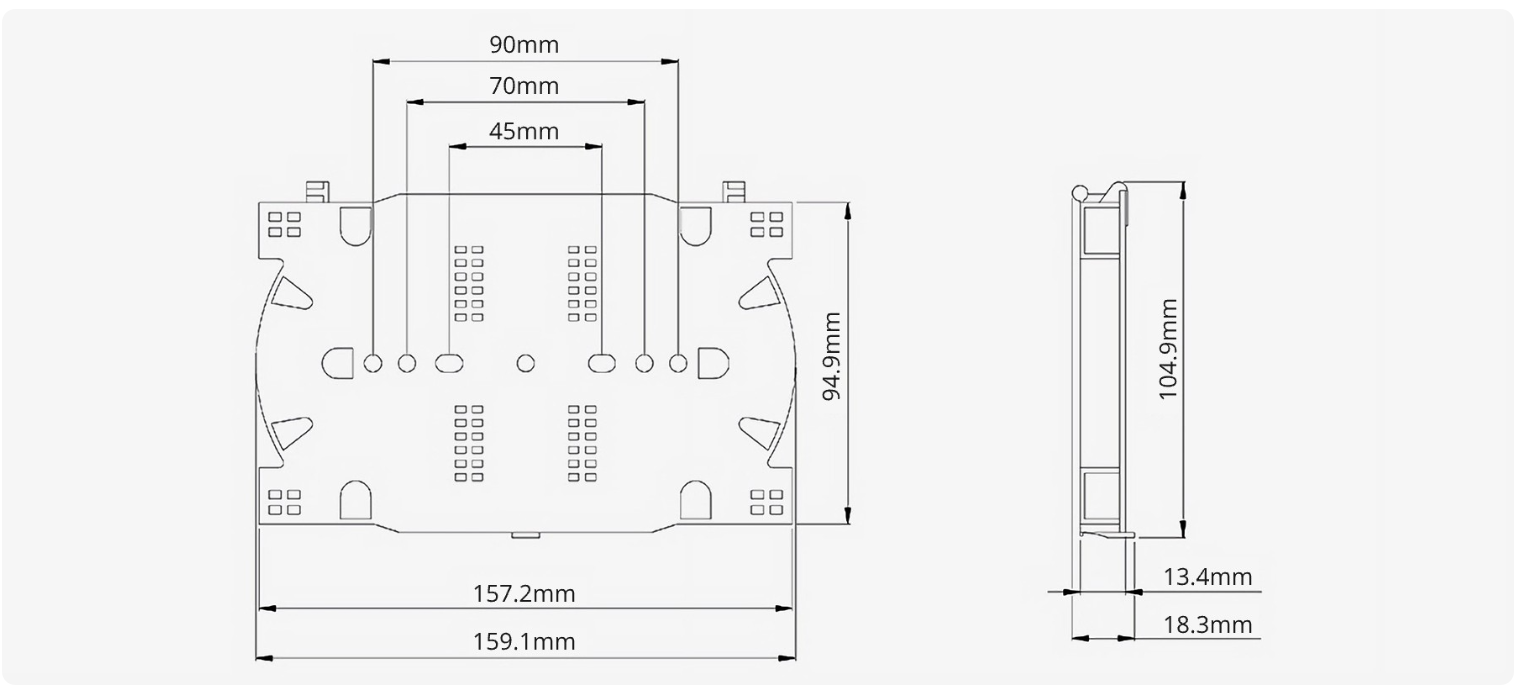 24 Fibers Fusion Splice Tray, Plastic, 18.3x159.1x104.9mm