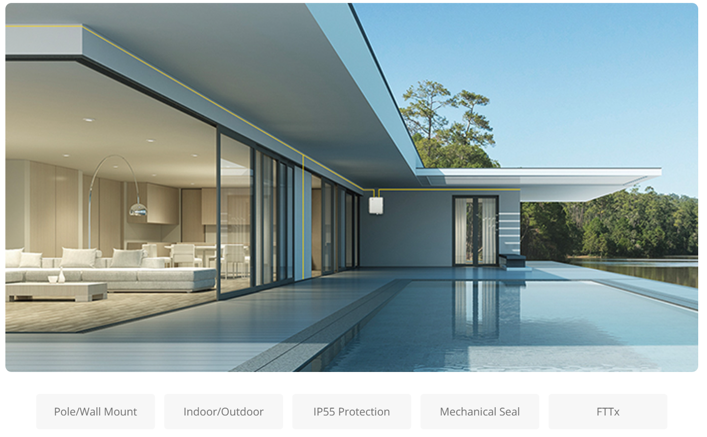 16 Fibers Optic Distribution Box, SC/A, Plastic, Wall/Pole Mount, Indoor and Outdoor