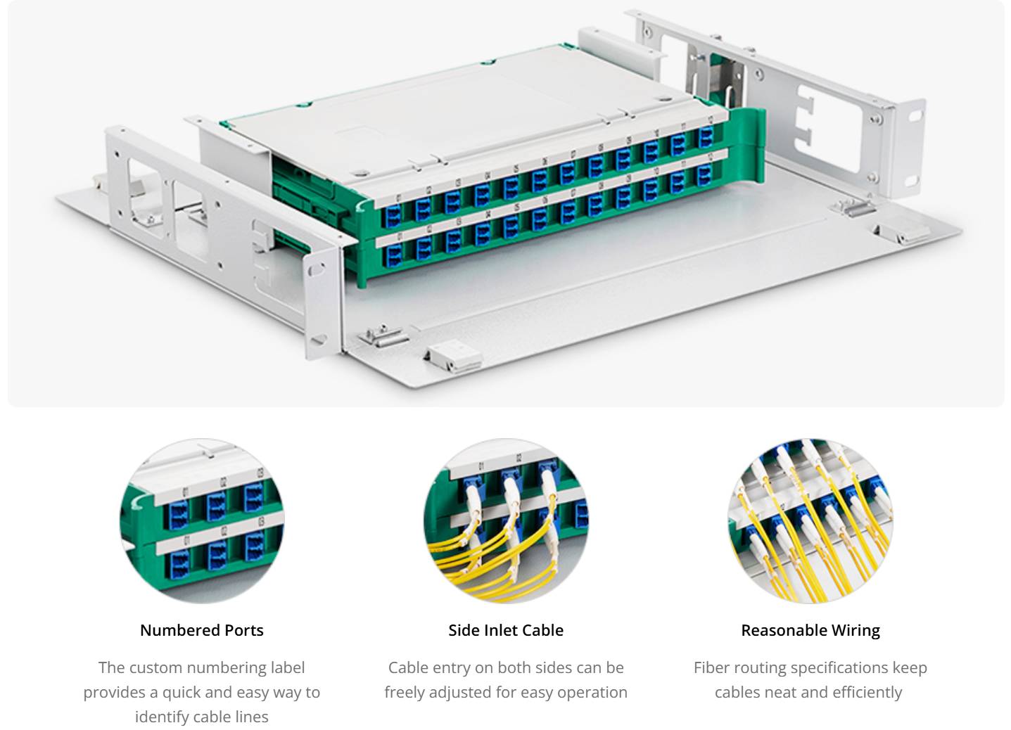 2U Rack Mount Fiber Optic Distribution Panel, 48 Fibers SM/MM/OM3, 24 x LC UPC Duplex Adapter 2U Rack Mount Fiber Optic Distribution Panel, 48 Fibers SM/MM/OM3, 24 x LC UPC Duplex Adapter