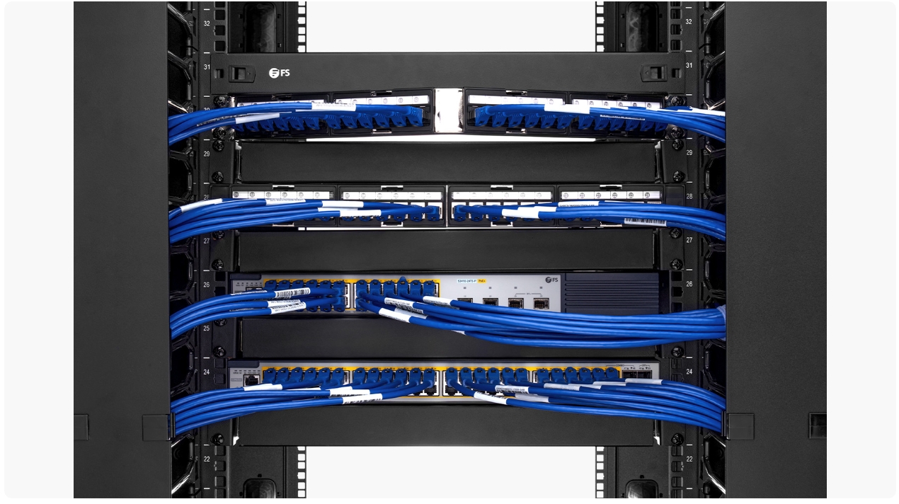 Flat Full Loaded Cat6 STP Coupler Patch Panel ,24-Port, 1U, Cable Management Bar Included, Black